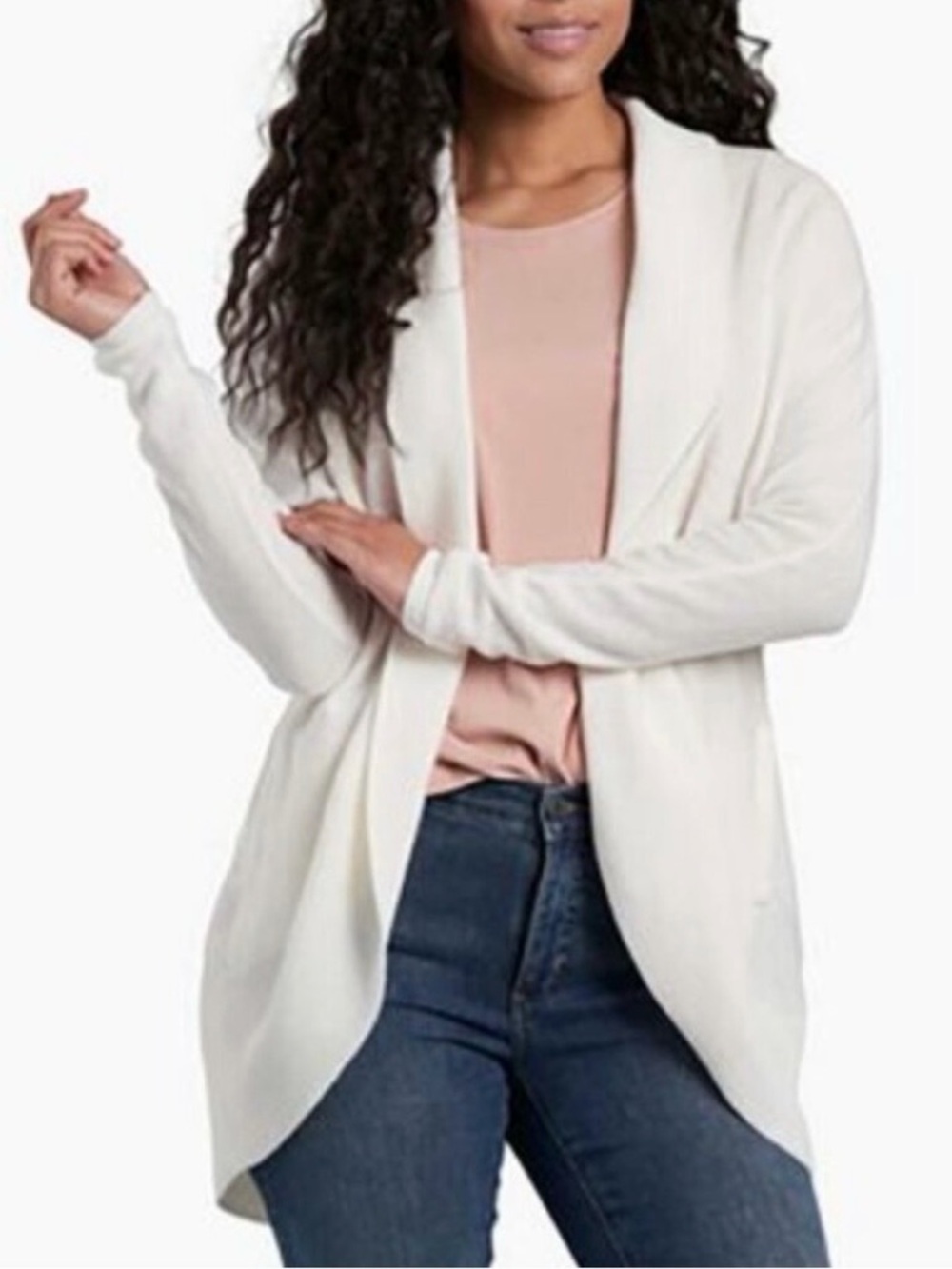 Kuhl Cream Open-Front Shawl Collar Cardigan